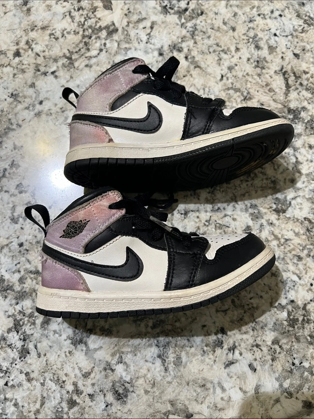 Nike Kids High-Top Sneakers in Black, White and Pink Accent